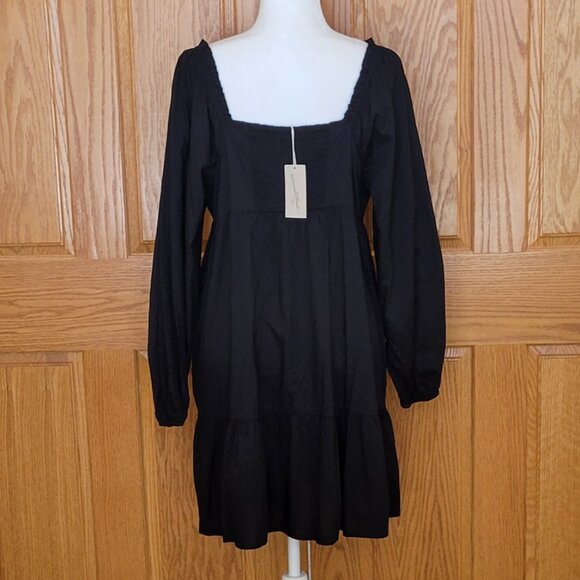 Universal Thread Ebony Smocked Tiered Mini Dress Balloon Sleeves Sz Large NEW - Picture 5 of 15